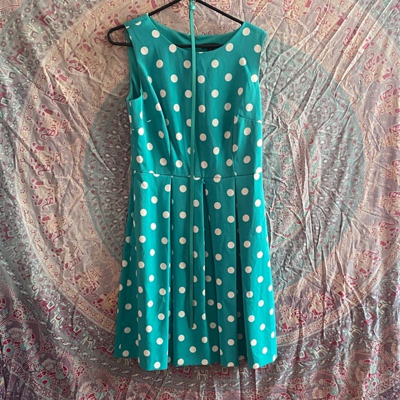 R&K Turquoise Polka Dot Midi Dress - Picture 1 of 7